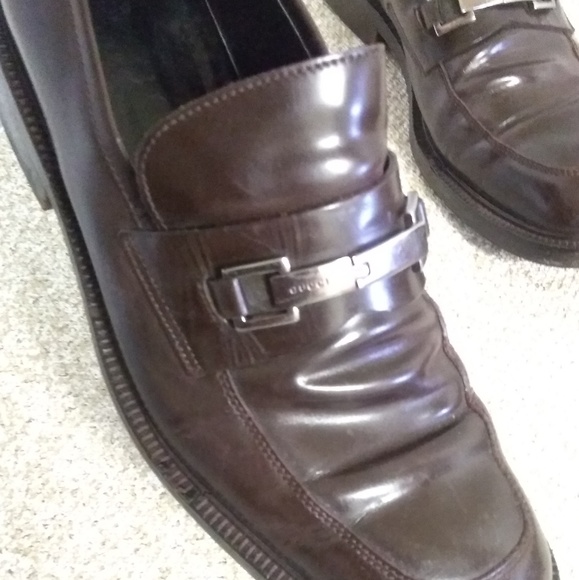 Gucci Brown Leather Slip On Loafers - Picture 2 of 6